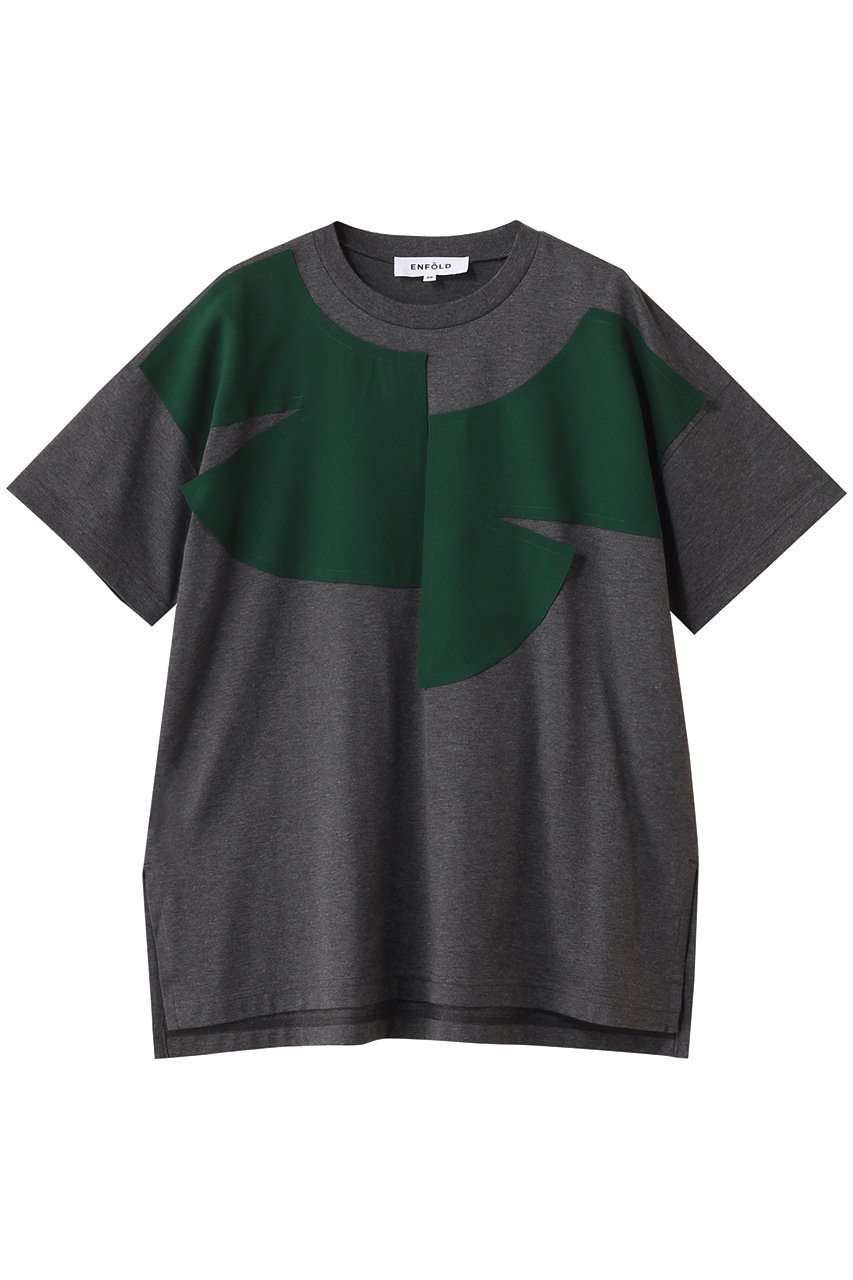 ENFOLD COLLAR DOCKING T-SHIRT/Tシャツ (チャコールグレー, 38) エンフォルド ELLE SHOP ENFOLD COLLAR DOCKING T-SHIRT/Tシャツ (チャコールグレー, 38) エンフォルド ELLE SHOP