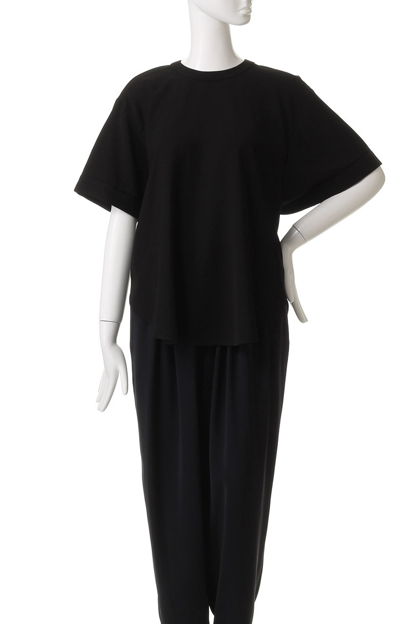 ⭐︎ENFOLD⭐︎ GATHER-SLEEVE BLOUSE ブルー LAYERED HALF‐SLEEVES SHIRT｜38｜BLK｜SHIRTS AND BLOUSES