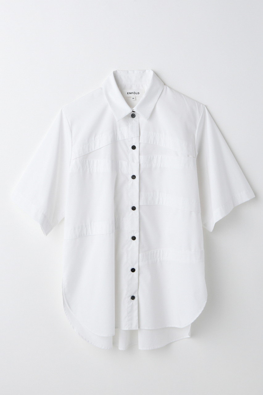 ENFOLD STEP SHIRT/シャツ (ホワイト, 38) エンフォルド ELLE SHOP ENFOLD STEP SHIRT/シャツ (ホワイト, 38) エンフォルド ELLE SHOP