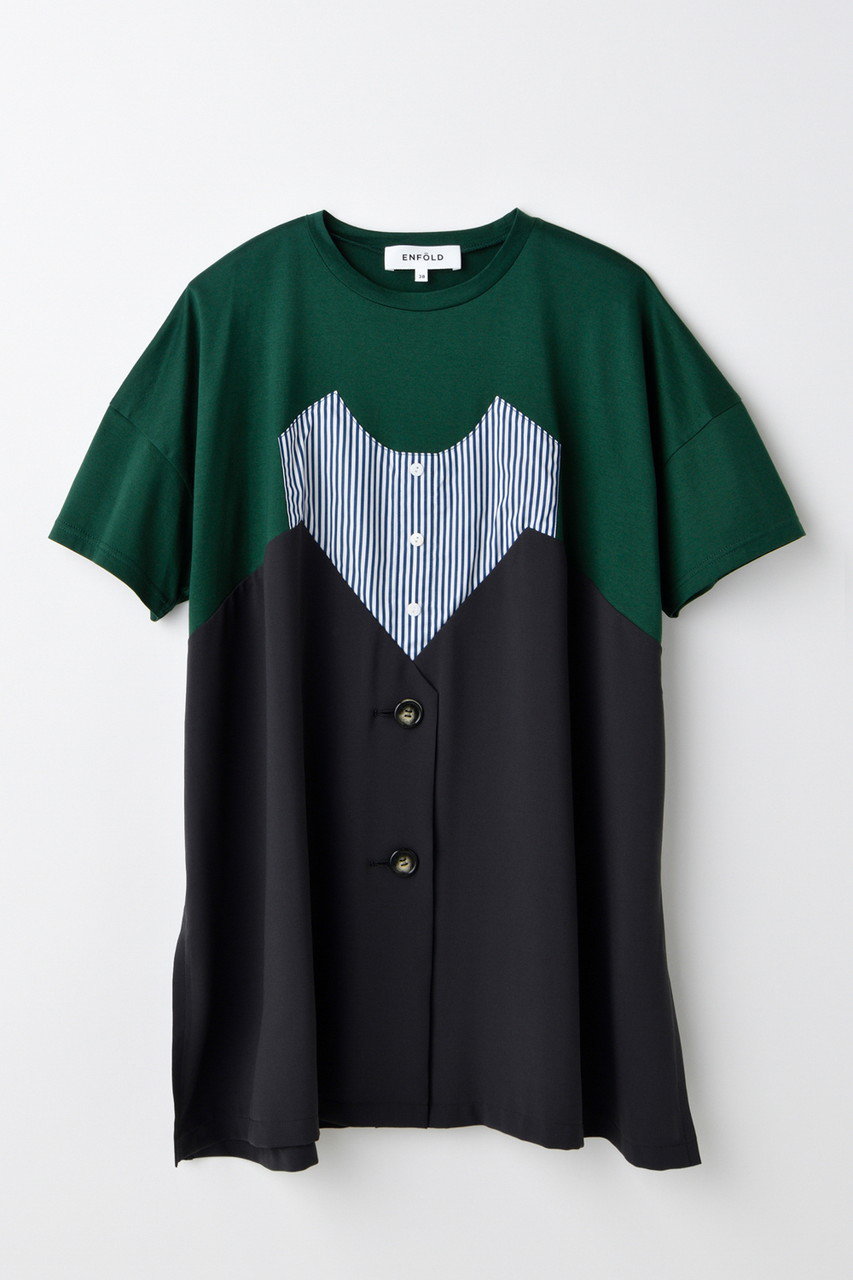 ENFOLD LAYERED-LIKE T-SHIRT/Tシャツ (ダークグリーン, 38) エンフォルド ELLE SHOP ENFOLD LAYERED-LIKE T-SHIRT/Tシャツ (ダークグリーン, 38) エンフォルド ELLE SHOP