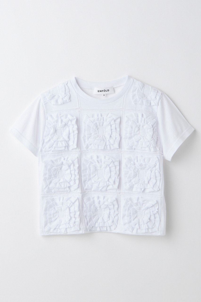 ENFOLD RUFFLE-MOTIF T-SHIRT/Tシャツ (ホワイト, 38) エンフォルド ELLE SHOP ENFOLD RUFFLE-MOTIF T-SHIRT/Tシャツ (ホワイト, 38) エンフォルド ELLE SHOP