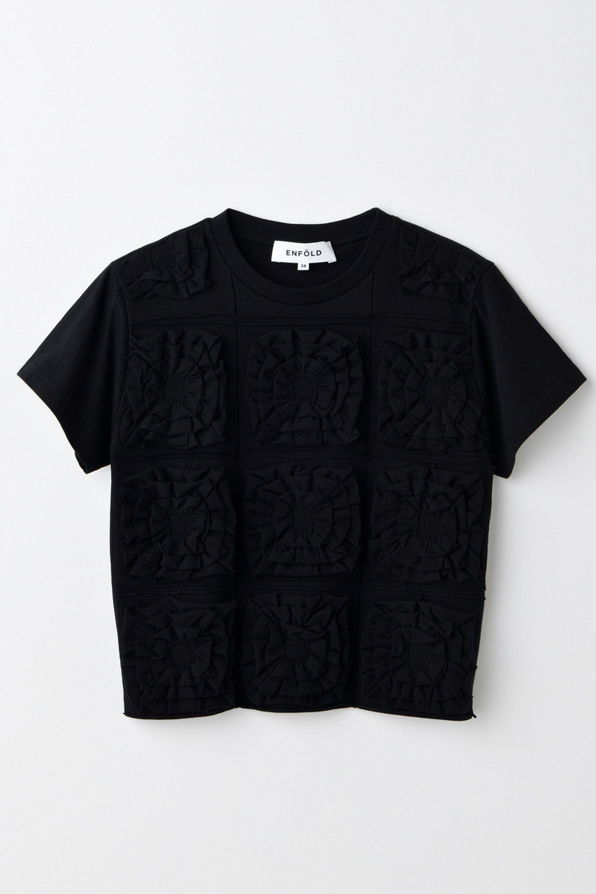 ENFOLD RUFFLE-MOTIF T-SHIRT/Tシャツ (ブラック, 38) エンフォルド ELLE SHOP ENFOLD RUFFLE-MOTIF T-SHIRT/Tシャツ (ブラック, 38) エンフォルド ELLE SHOP