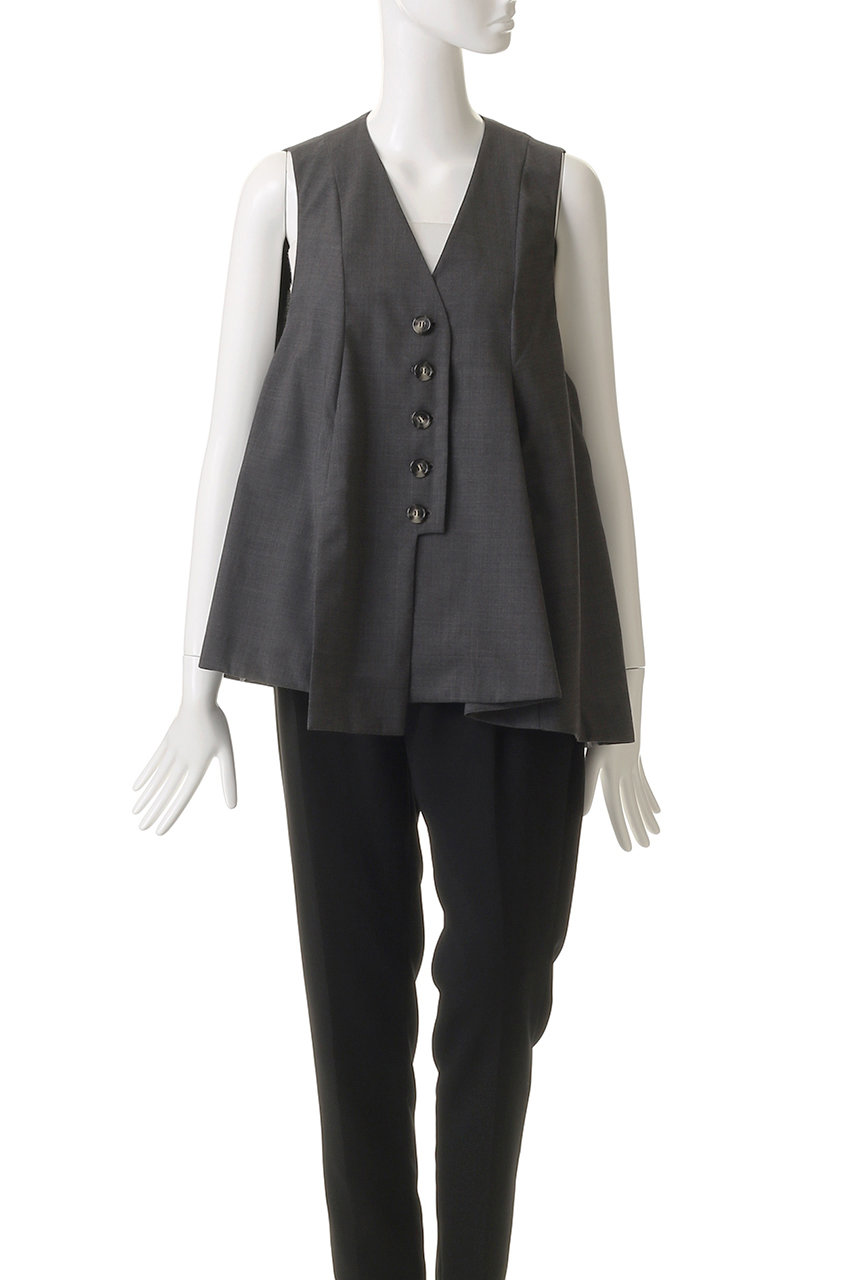 ENFOLD エンフォルド スカラップベスト ダークグレー ENFOLD(エンフォルド)｜FLARE VEST/ベスト/チャコールグレー の