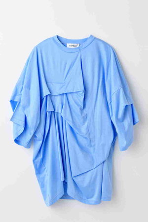 ENFOLDエンフォルドCURVE LAYERED-HEM T-SHIRT 青 ENFOLD CURVE LAYERED-HEM T-SHIRT ブルー 完売品