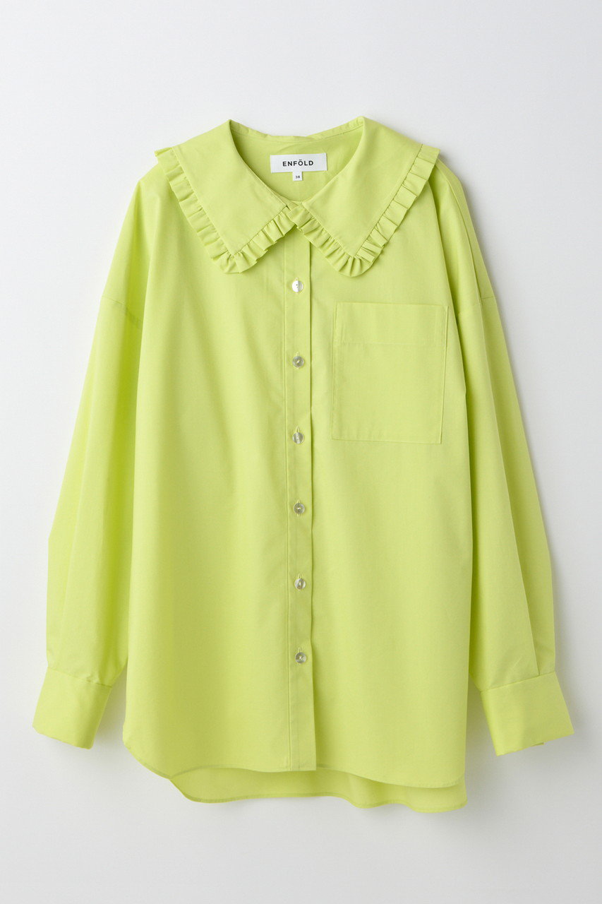 ENFOLD フリル襟ライムグリーンシャツ　エンフォルド ENFOLD(エンフォルド)｜FRILL-COLLAR SHIRT/シャツ/グリーン の