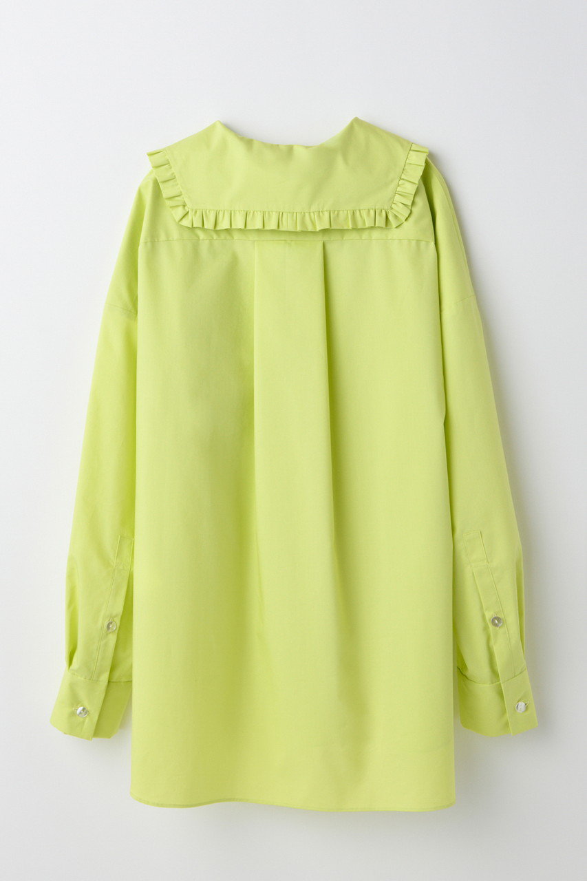 ENFOLD(エンフォルド)｜FRILL-COLLAR SHIRT/シャツ/グリーン の