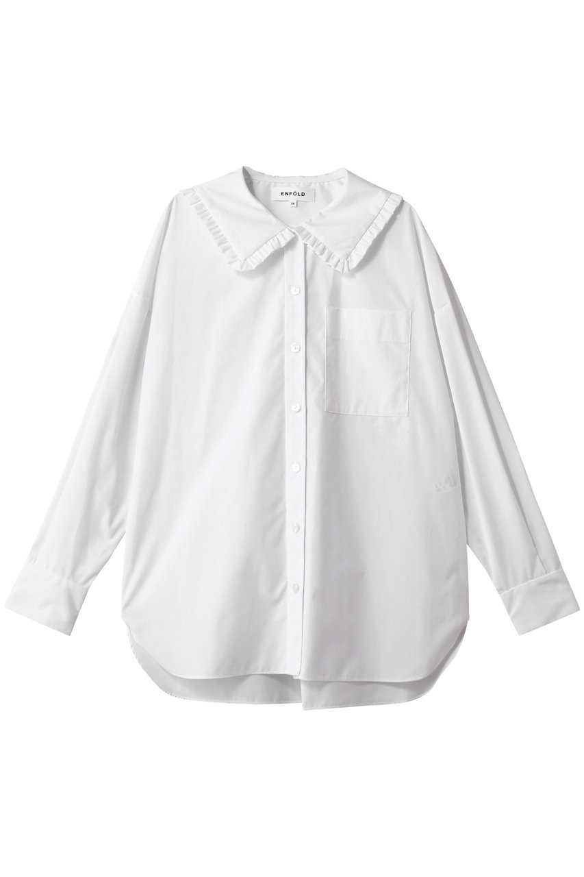 ENFOLD(エンフォルド)｜FRILL-COLLAR SHIRT/シャツ/ホワイト の