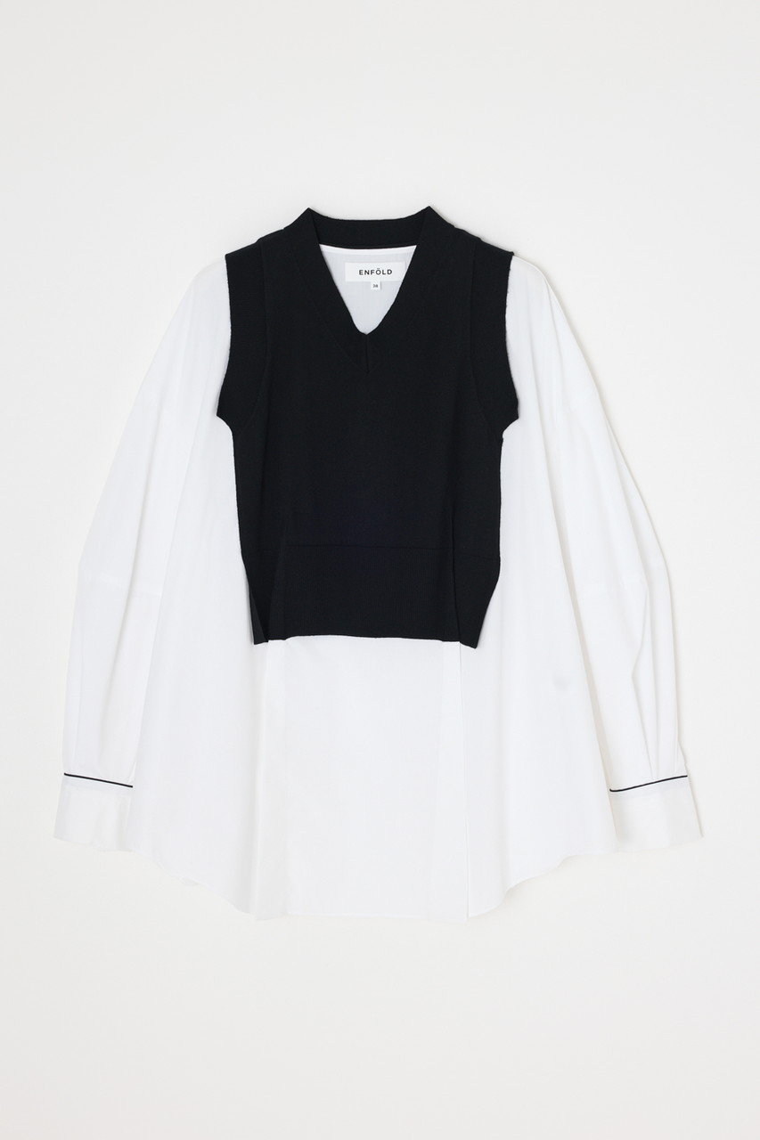 ENFOLD ＬＡＹＥＲＥＤ　ＰＵＬＬＯＶＥＲ　レイヤードプルオーバー ENFOLD OFF‐NECK LAYERED PULLOVER
