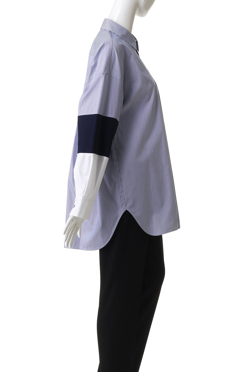 ENFOLD(エンフォルド)|KNIT COMBI SHIRT/シャツ/ブルー の通販 ENFOLD(エンフォルド)|KNIT COMBI SHIRT/シャツ/ブルー の通販