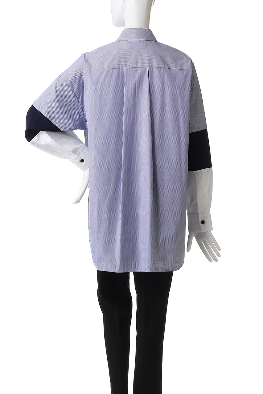 ENFOLD(エンフォルド)｜KNIT COMBI SHIRT/シャツ/ブルー の通販