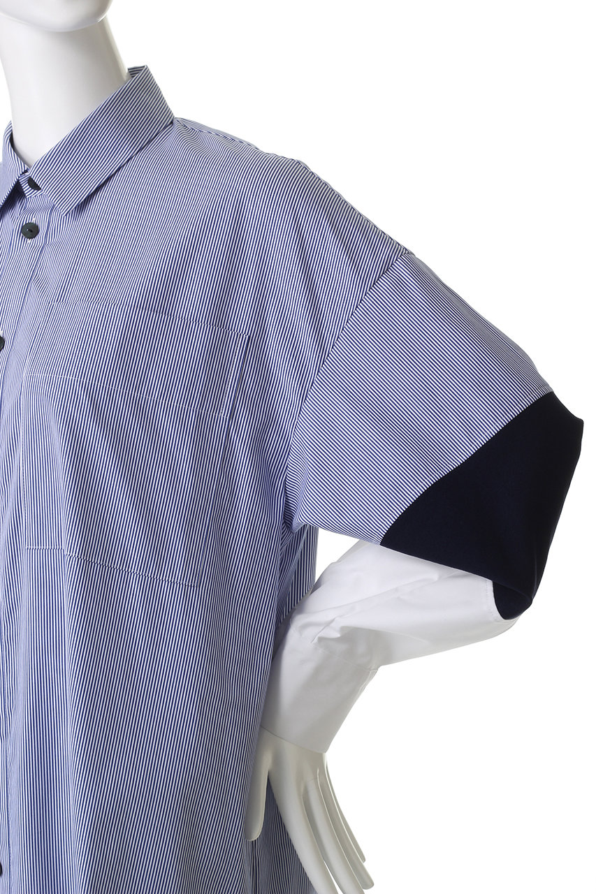 ENFOLD(エンフォルド)｜KNIT COMBI SHIRT/シャツ/ブルー の通販