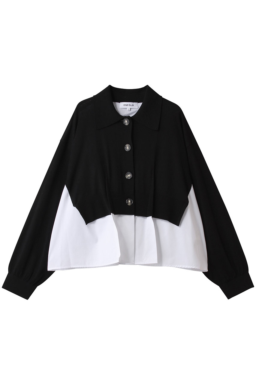ENFOLD(エンフォルド)｜FAKE-LAYERED CARDIGAN/カーディガン/ブラック