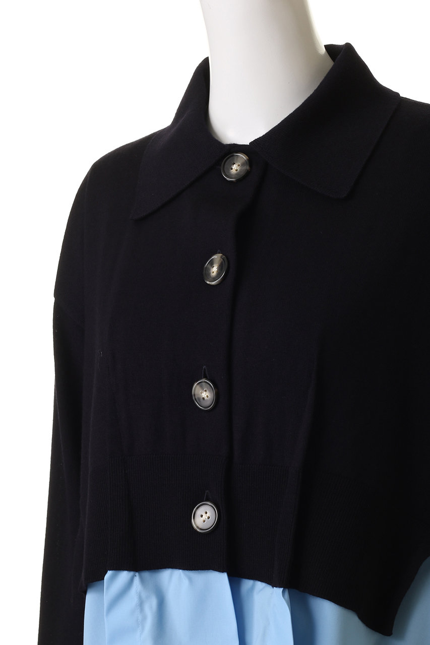 ENFOLD(エンフォルド)｜FAKE-LAYERED CARDIGAN/カーディガン/ブラック