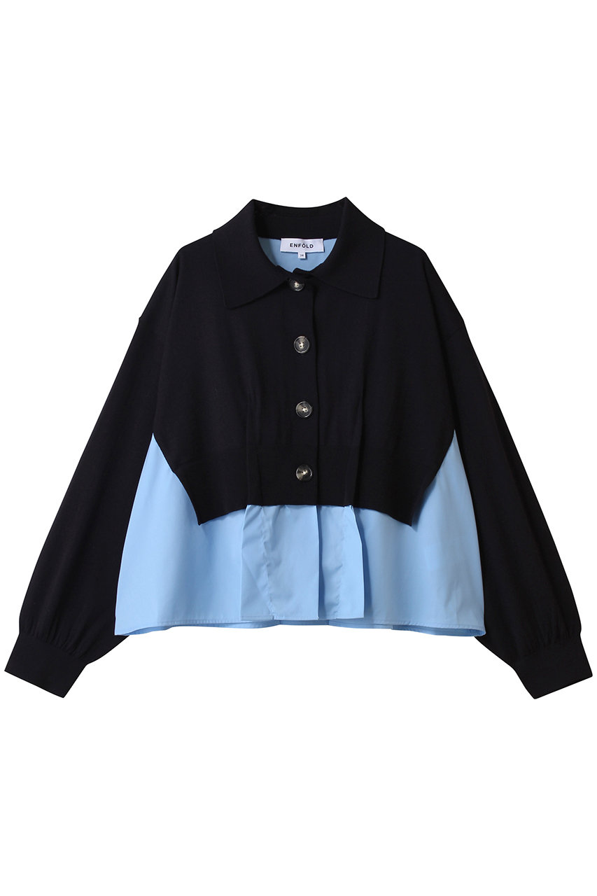 エンフォルド/ENFOLDのFAKE-LAYERED CARDIGAN/カーディガン(ダークネイビー/300IA270-1191)