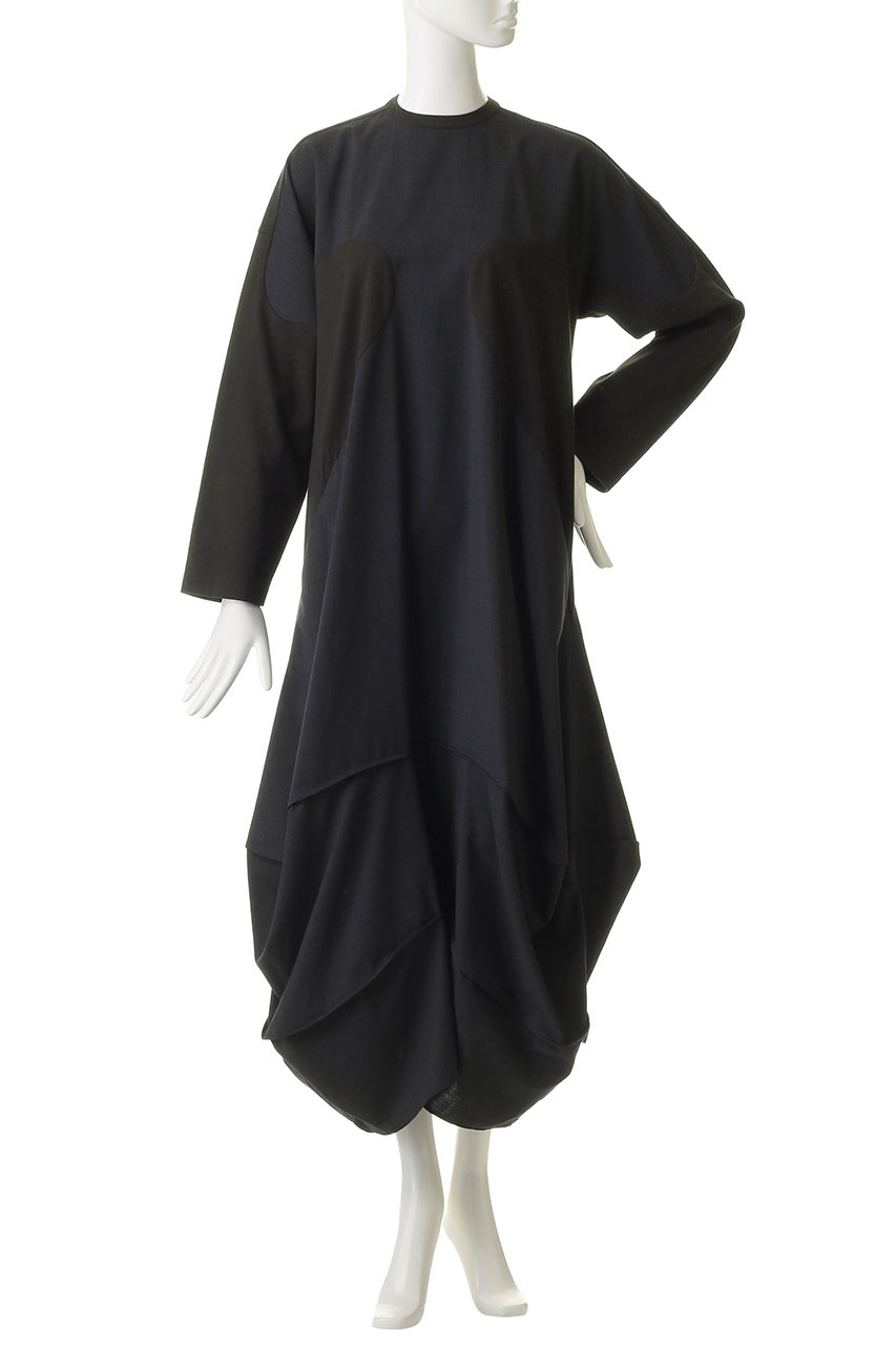 ENFOLD(エンフォルド)｜SILHOUETTE DOCKING DRESS ドレス/ダークグレー