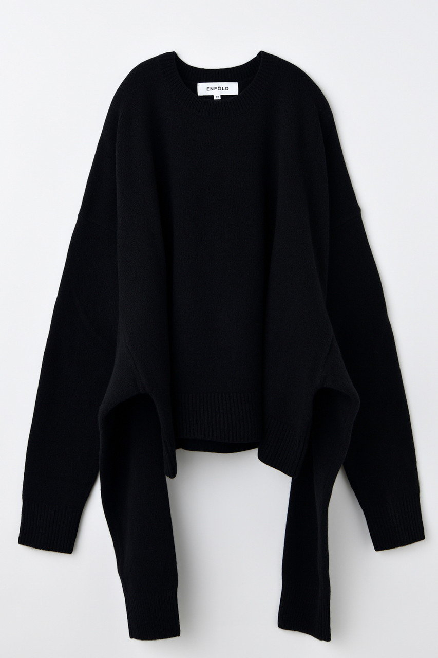 【新品】ENFOLD エンフォルド　WIDE-ARM PULLOVER ブラック ENFOLD（エンフォルド） 22AW ブラック ポリエステル VEST COMBI