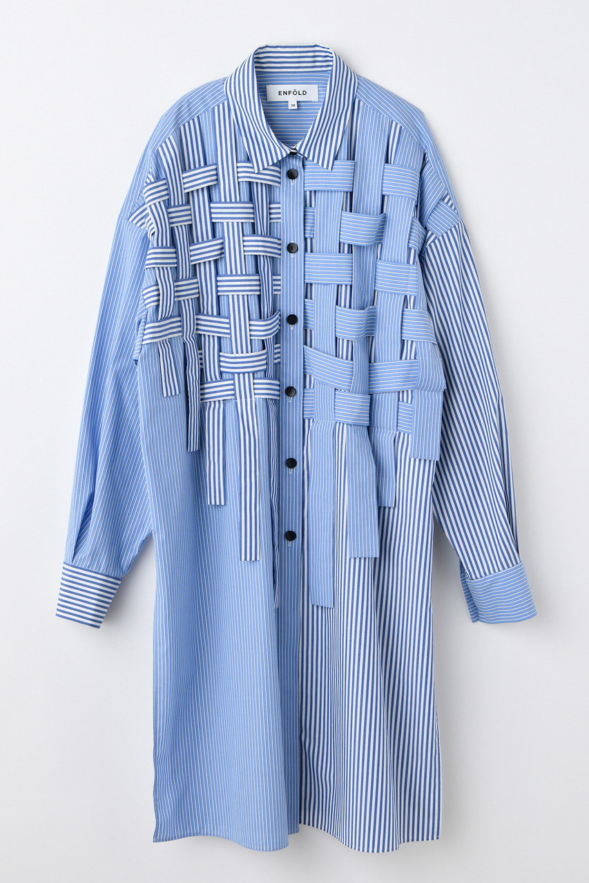 ENFOLD GRID SHIRT/シャツ (ブルー, 38) エンフォルド ELLE SHOP