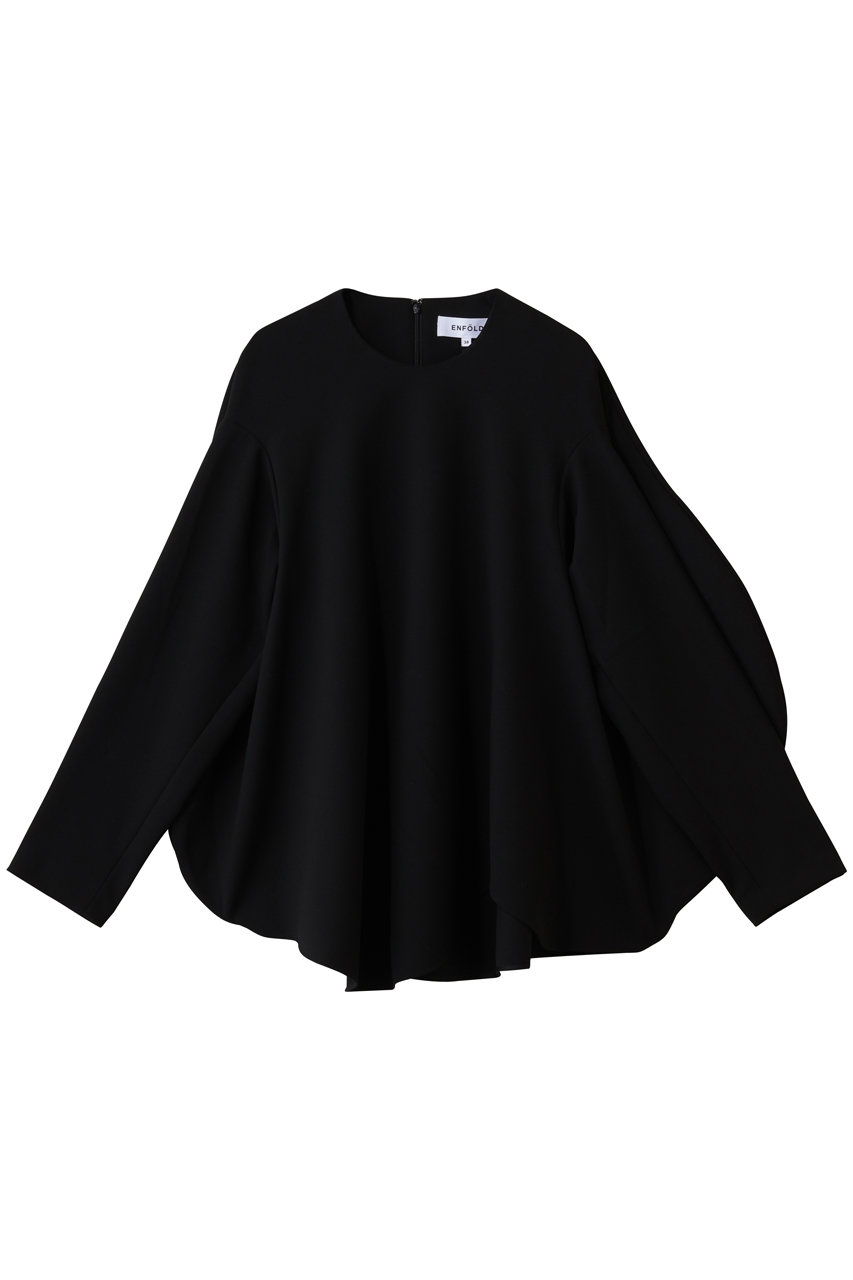 特価★ENFOLD ボリュームスリーブ 変形 プルオーバー スウェット ブラック ENFOLD(エンフォルド)｜CURVED-FORM PULLOVER/ブラック の通販