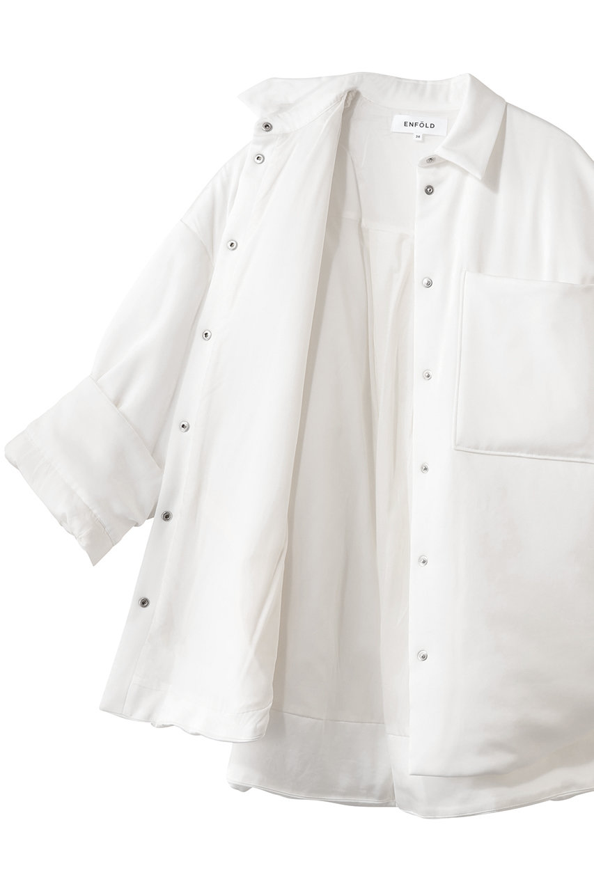 ENFOLD(エンフォルド)｜PADDING BIG SHIRT JACKET/ホワイト の通販