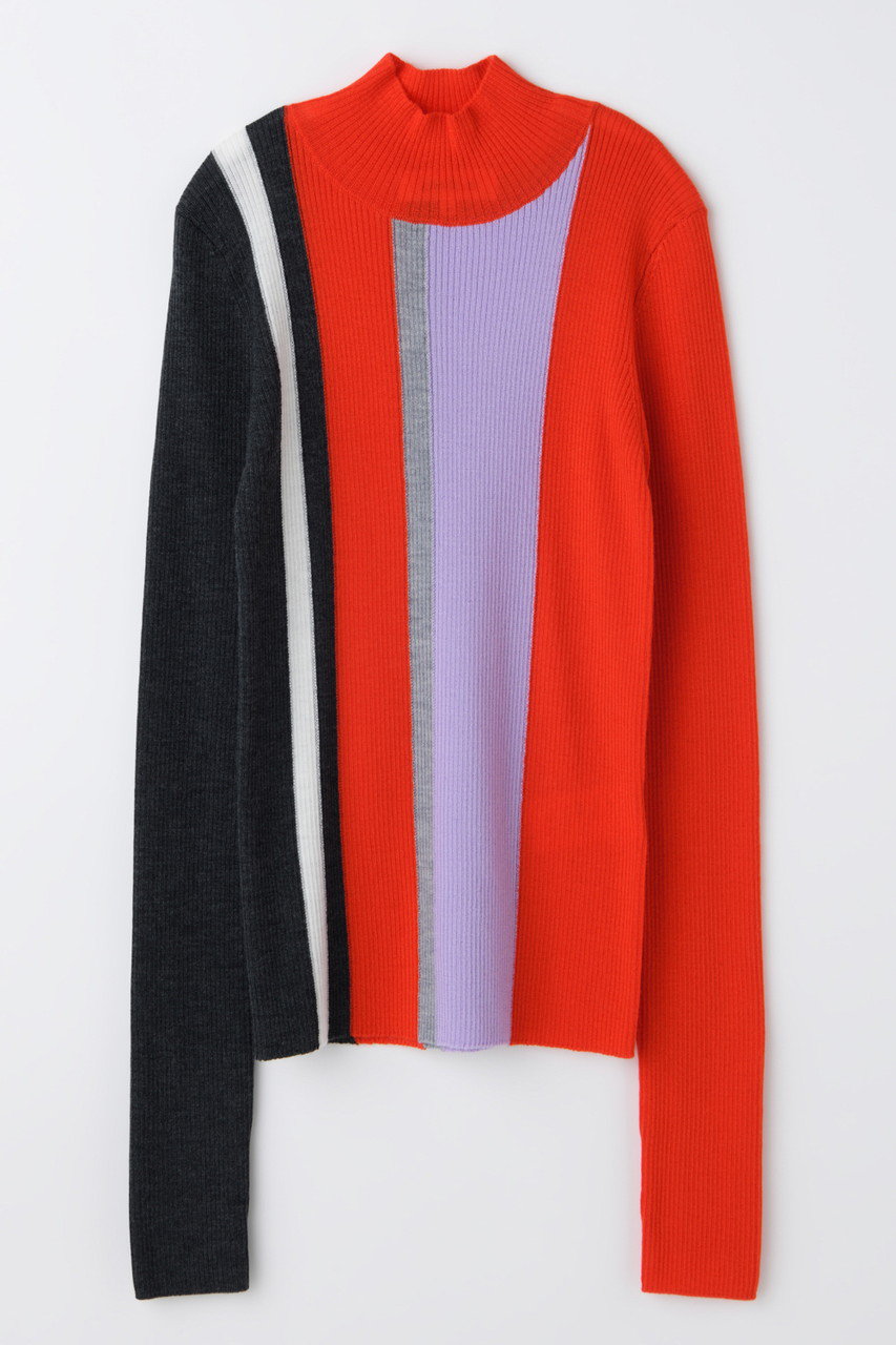 エンフォルド/ENFOLDの【12/17 12:00販売開始】STRIPE RIB PULLOVER(レッド/300JS270-0201)