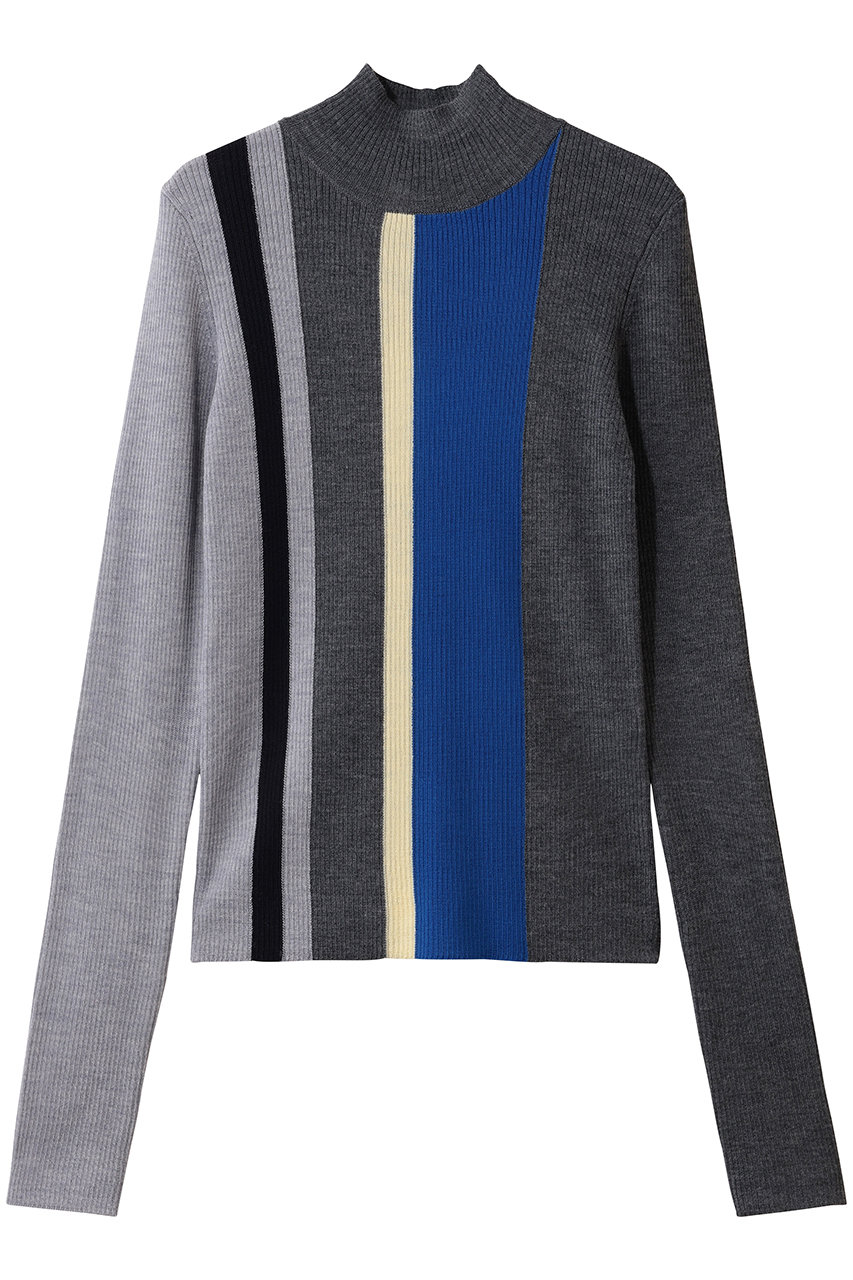 エンフォルド/ENFOLDのSTRIPE RIB PULLOVER(チャコールグレー/300JS270-0201)