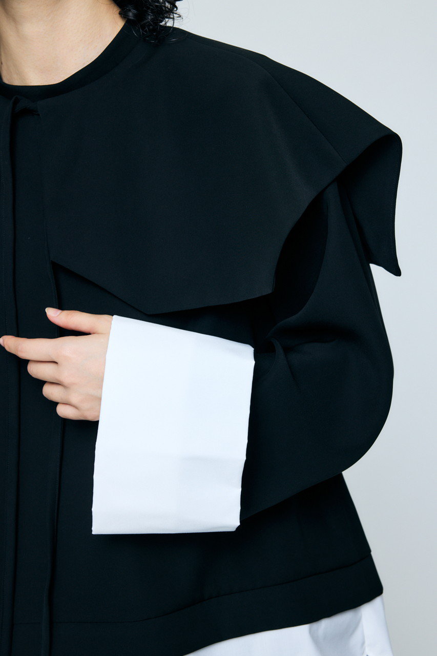 ENFOLD(エンフォルド)|DOUBLE CUFFS BOX PULLOVER/ブラック の通販 ENFOLD(エンフォルド)|DOUBLE CUFFS BOX PULLOVER/ブラック の通販