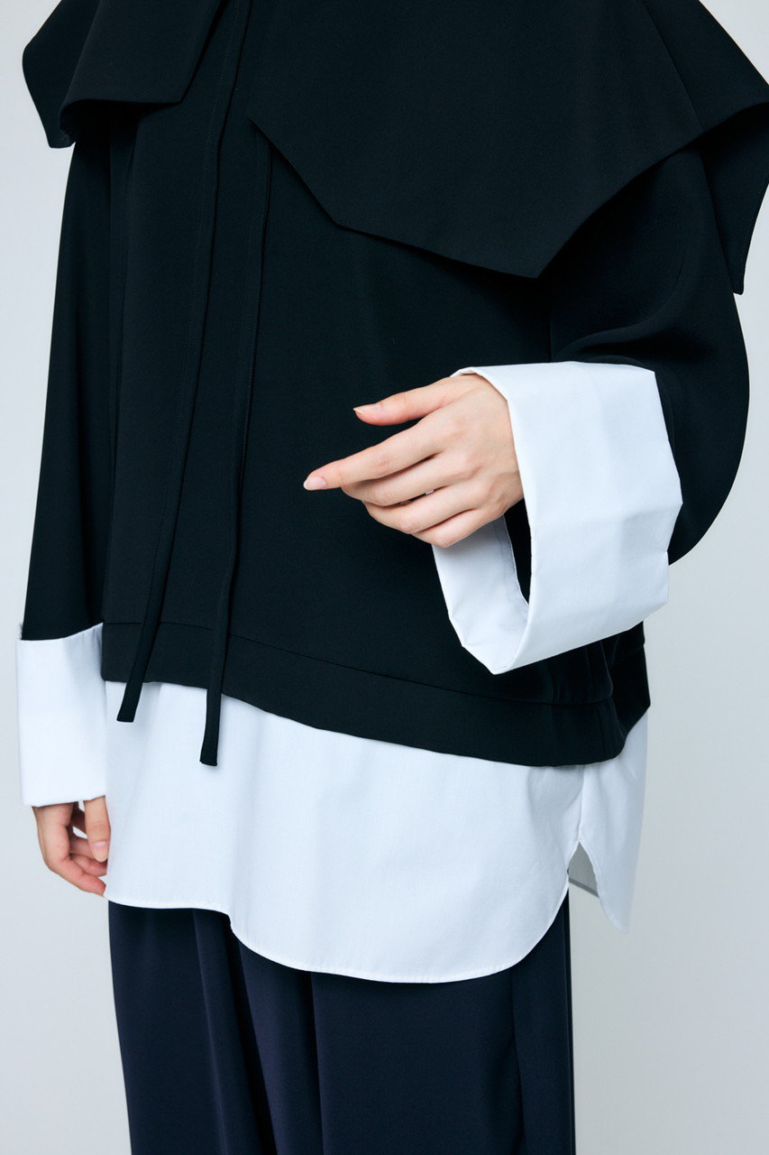 ENFOLD(エンフォルド)｜DOUBLE CUFFS BOX PULLOVER/ブラック の通販