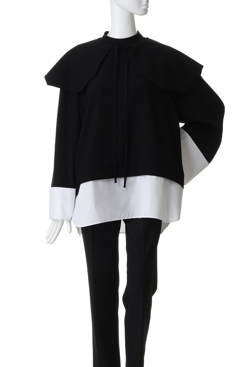 ENFOLD(エンフォルド)｜DOUBLE CUFFS BOX PULLOVER/ブラック の通販