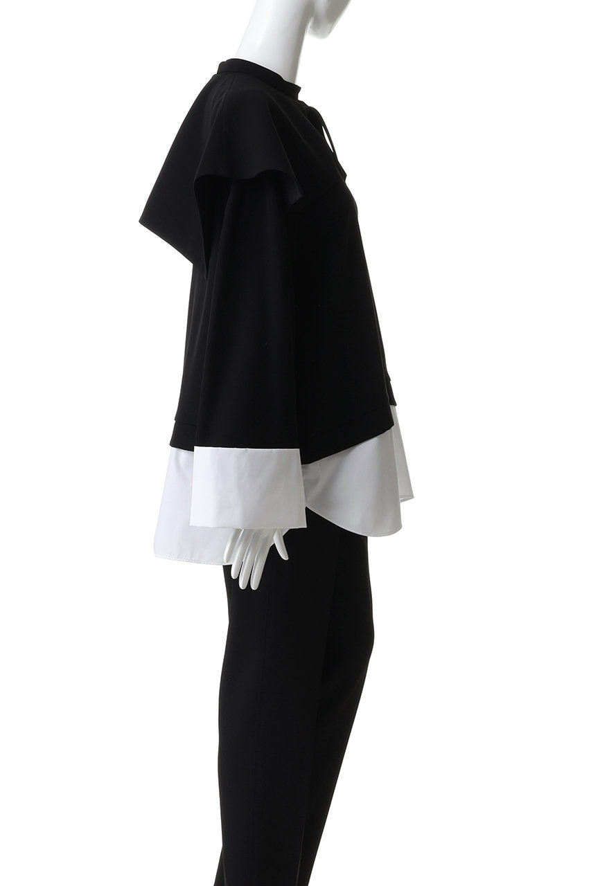 ENFOLD(エンフォルド)｜DOUBLE CUFFS BOX PULLOVER/ブラック の通販