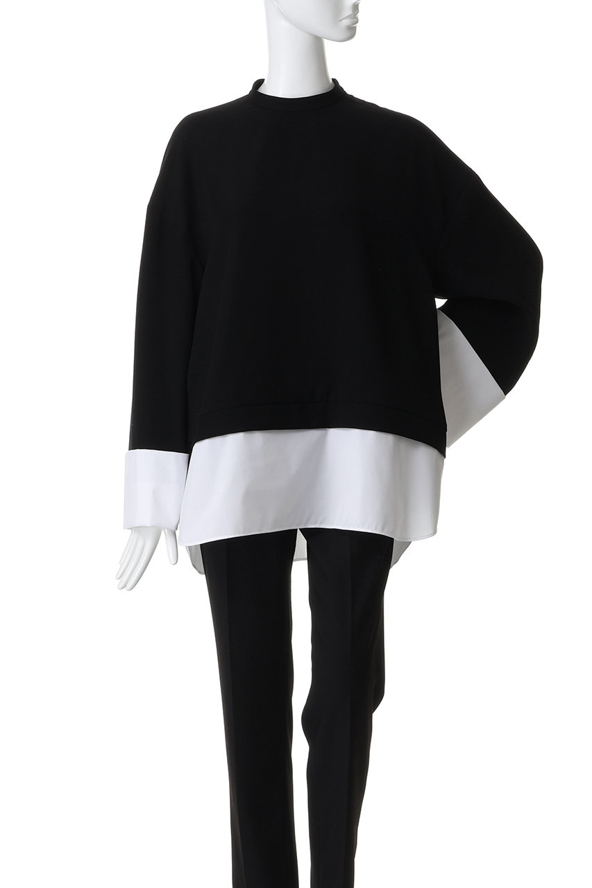 ENFOLD(エンフォルド)|DOUBLE CUFFS BOX PULLOVER/ブラック の通販 ENFOLD(エンフォルド)|DOUBLE CUFFS BOX PULLOVER/ブラック の通販