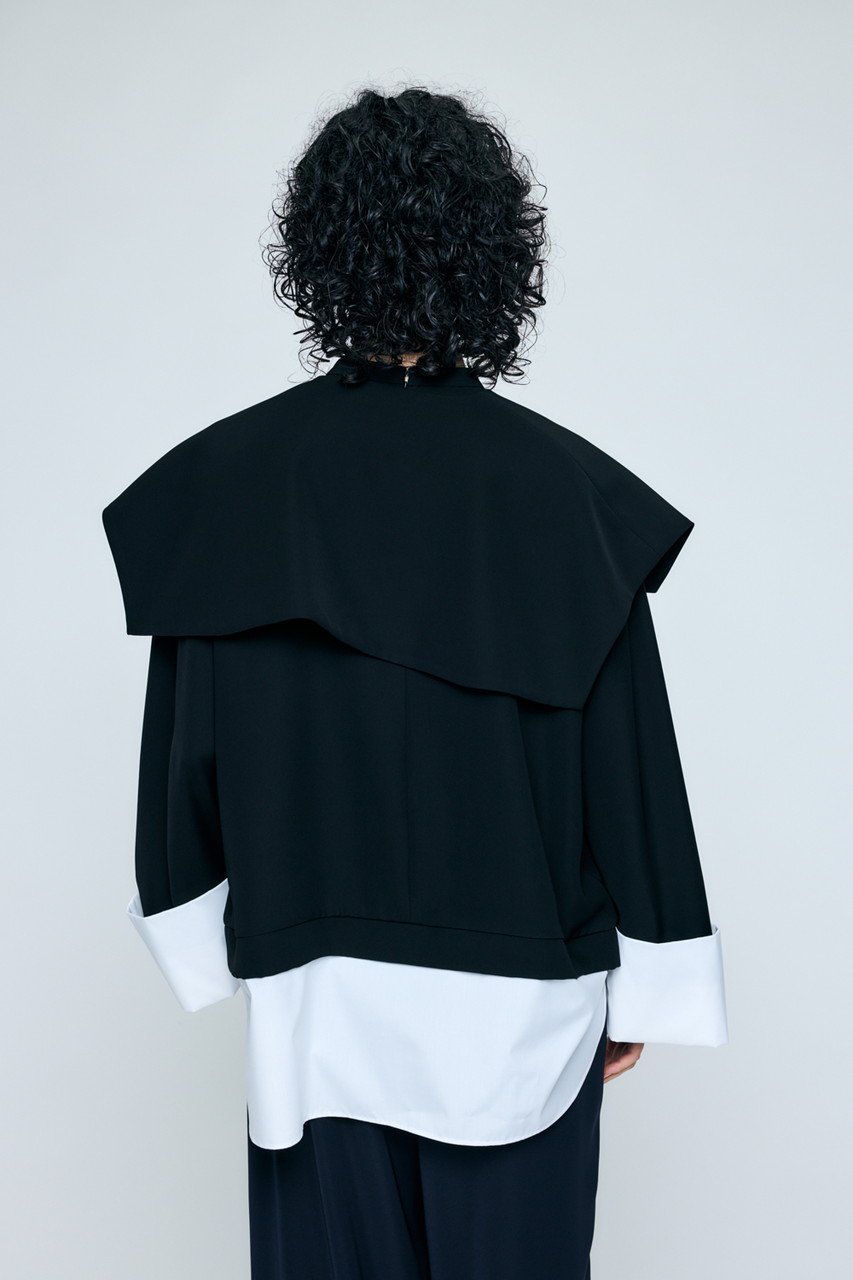 ENFOLD(エンフォルド)｜DOUBLE CUFFS BOX PULLOVER/ブラック の通販