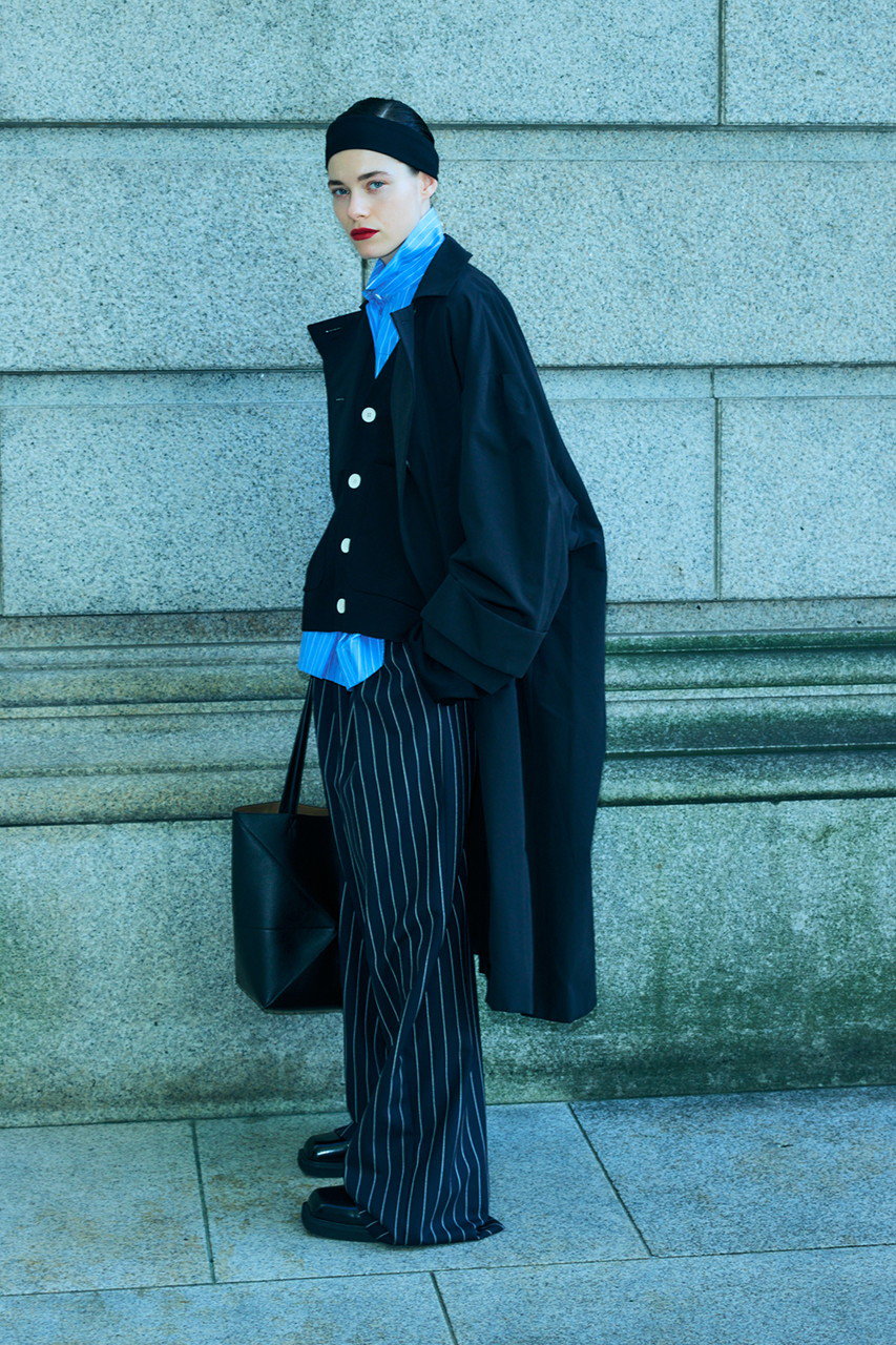 ENFOLD(エンフォルド)｜RELAX ELASTIC WIDE-TROUSERS/ダークネイビー