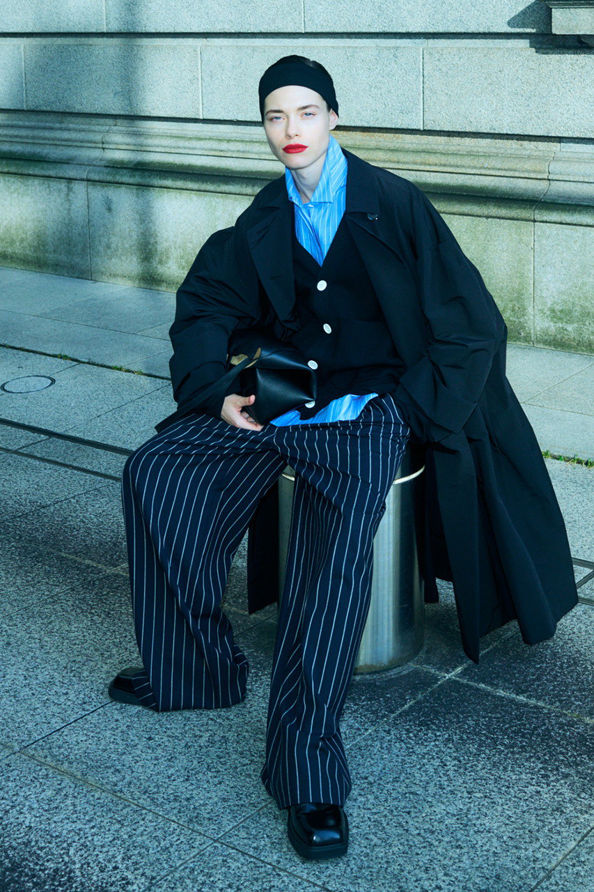 ENFOLD(エンフォルド)｜RELAX ELASTIC WIDE-TROUSERS/ダークネイビー