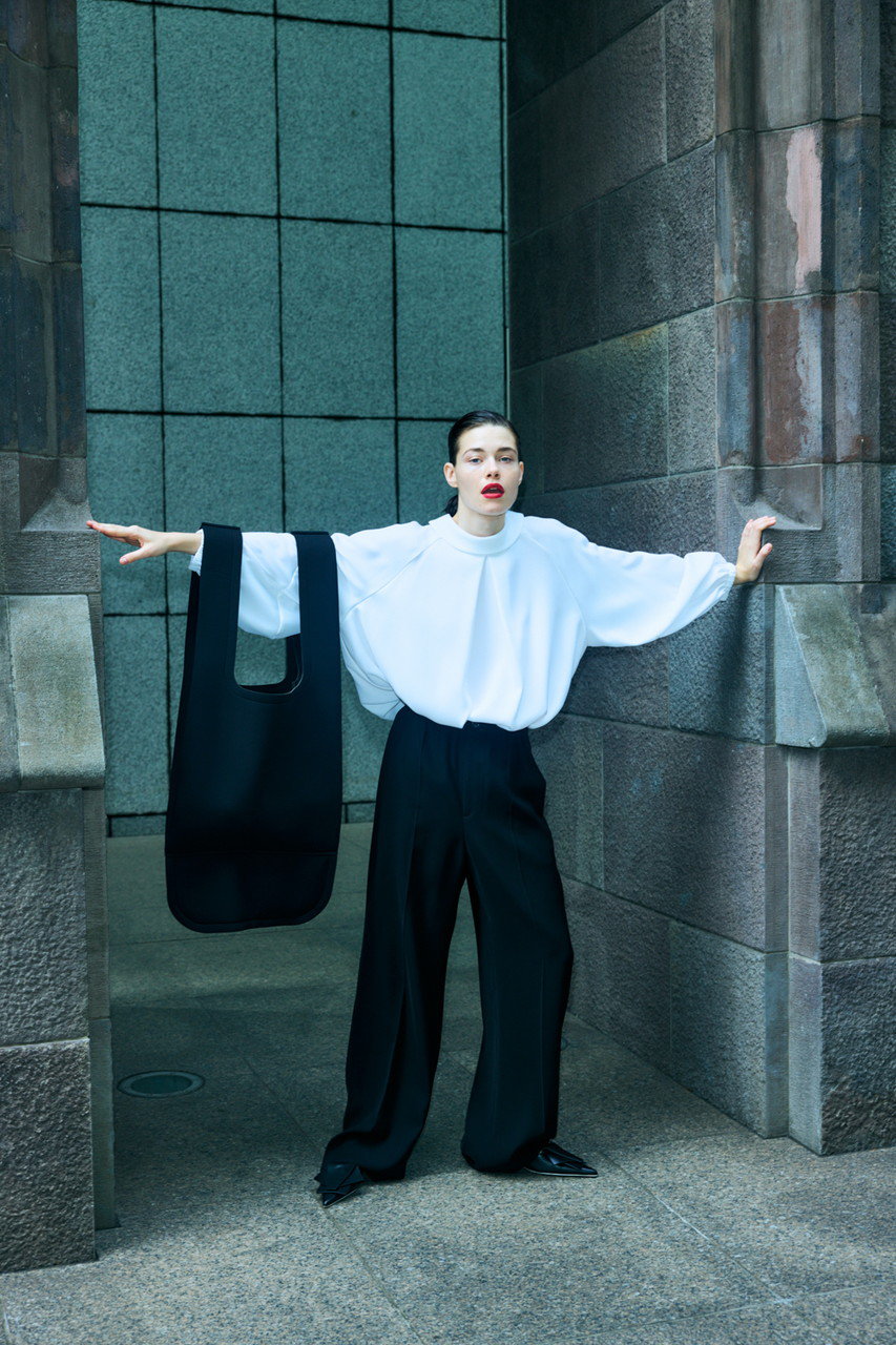 LOOK掲載 ENFOLD スラブウールフィットクルーTOP ネイビー 38 ENFOLD - LOOK掲載 ENFOLD スラブウールフィットクルーTOP ネイビー 38
