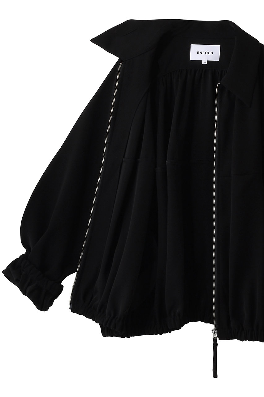 ENFÖLD ZIP-UP JACKET 38 ダークネイビー ENFOLD（エンフォルド） ENFOLD 22AW ヘビーサテン ドロストBIG JACKET