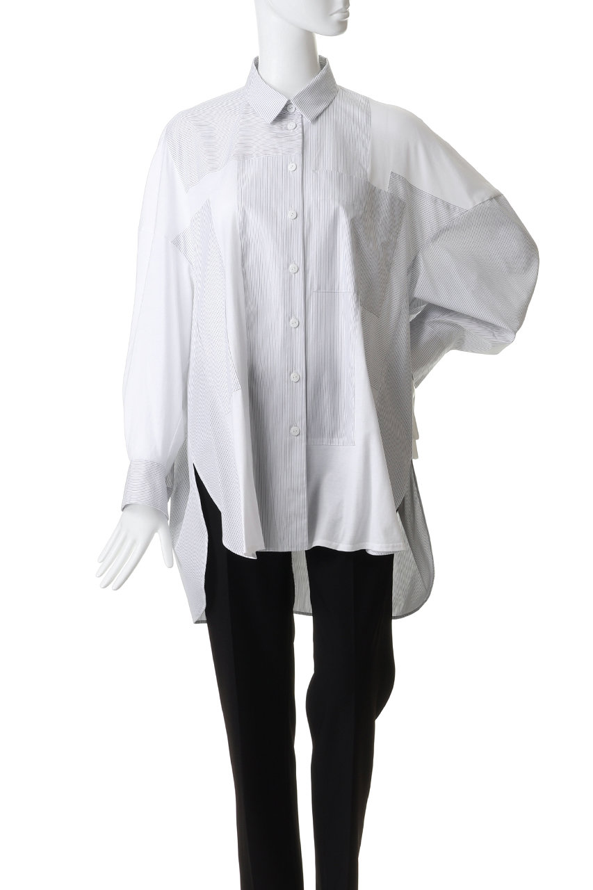 ENFOLD(エンフォルド)｜PATCHWORK SHIRT/ホワイト の通販｜ELLESHOP