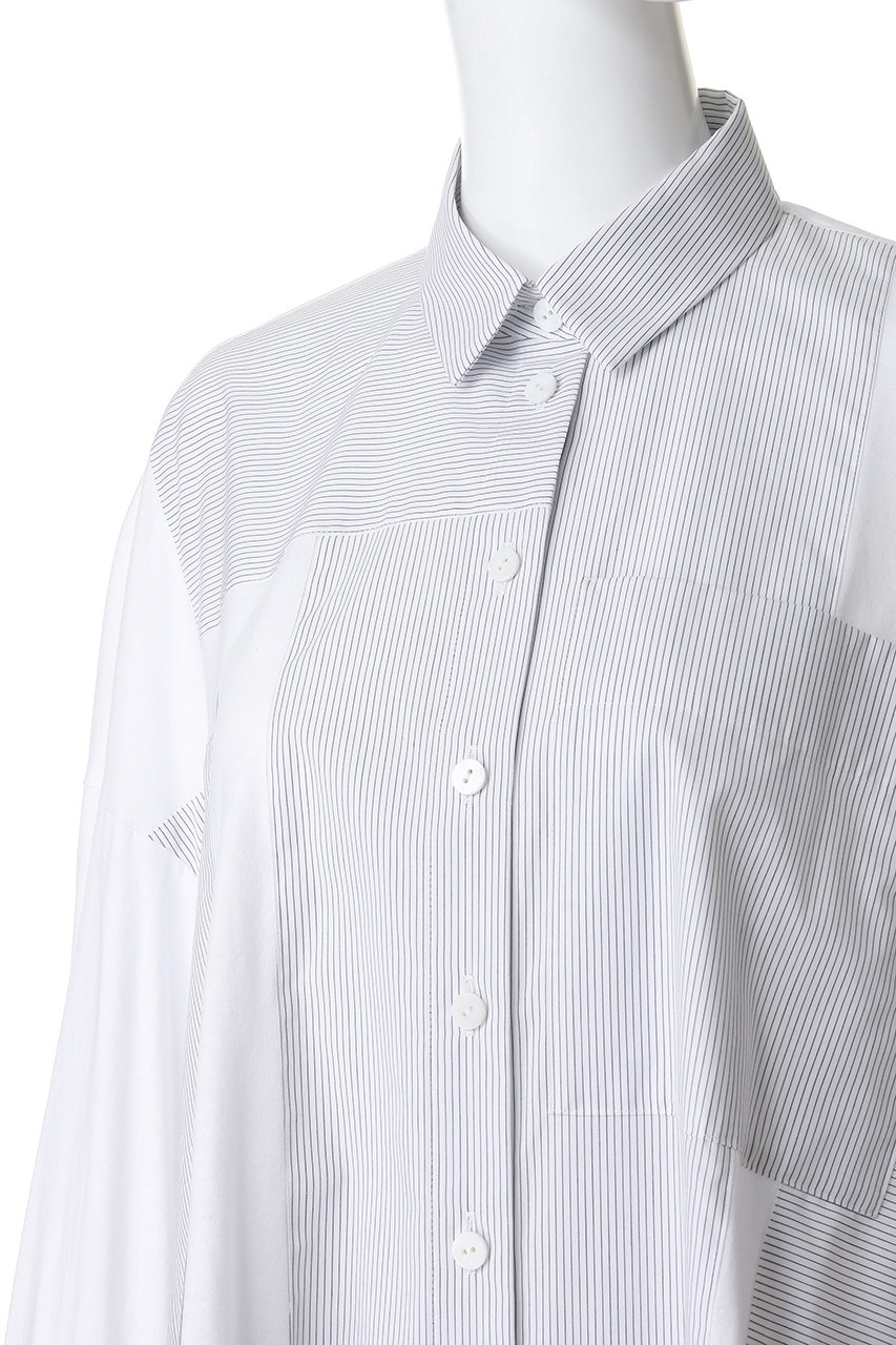 ENFOLD(エンフォルド)｜PATCHWORK SHIRT/ホワイト の通販｜ELLESHOP 