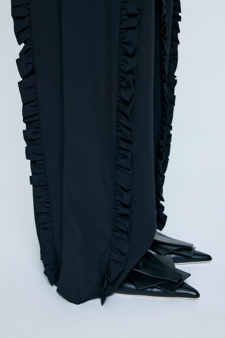 ENFOLD(エンフォルド)｜FRILL TROUSERS/ブラック の通販｜ELLESHOP