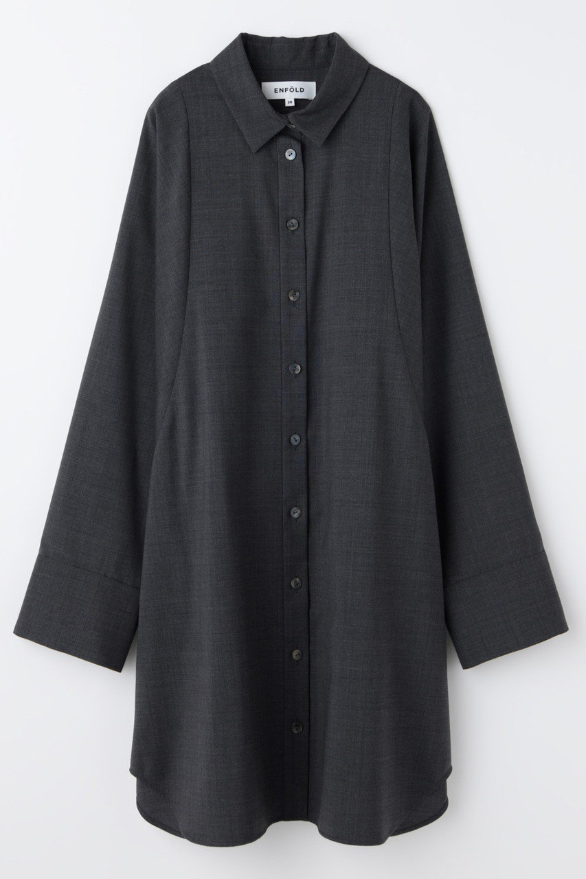 エンフォルド/ENFOLDのSHAPE LONG-SHIRT(チャコールグレー/300JS130-0881)