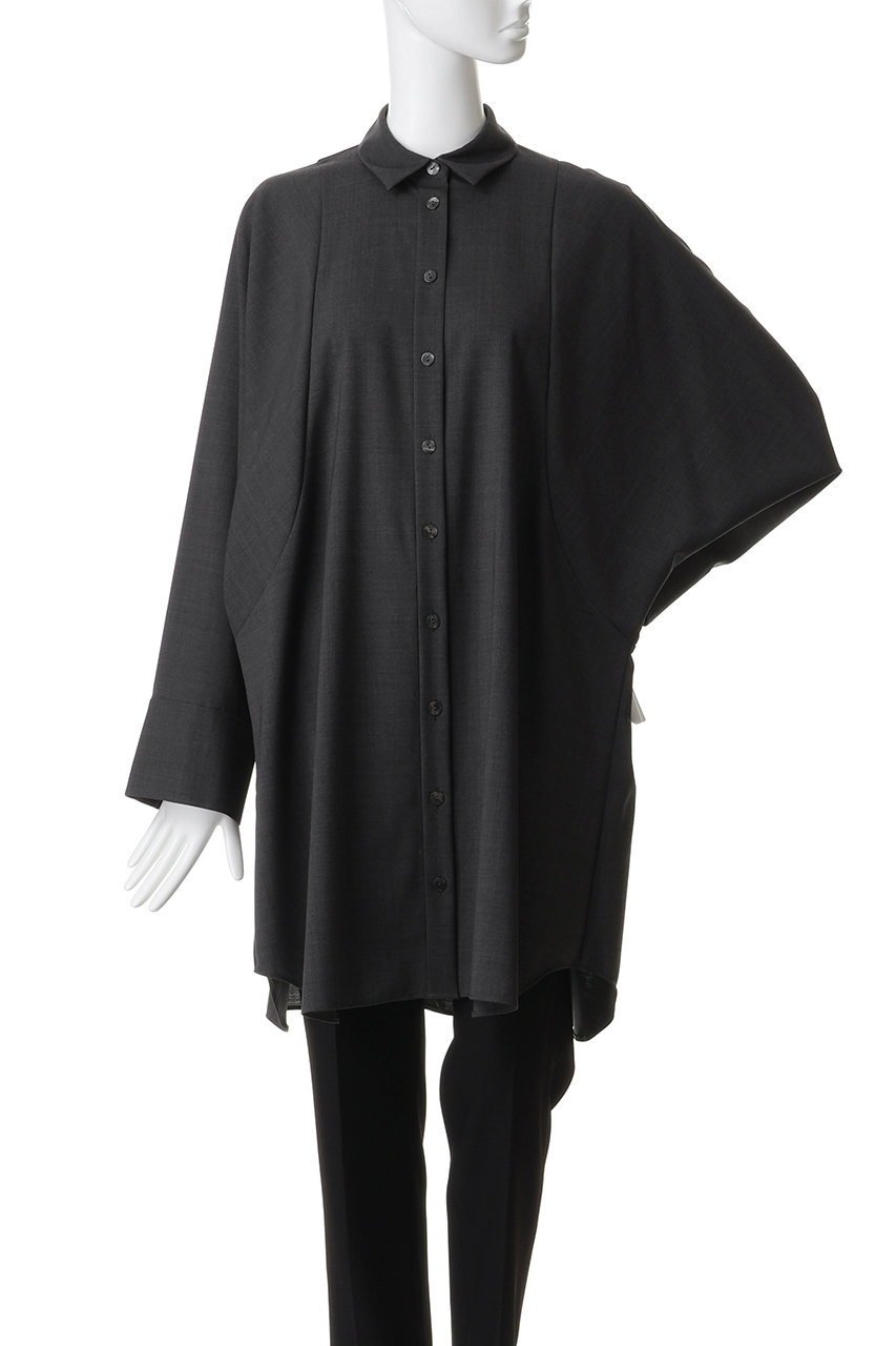 ENFOLD グレー 長袖シャツ ENFOLD(エンフォルド)｜SHAPE LONG-SHIRT/チャコールグレー の通販