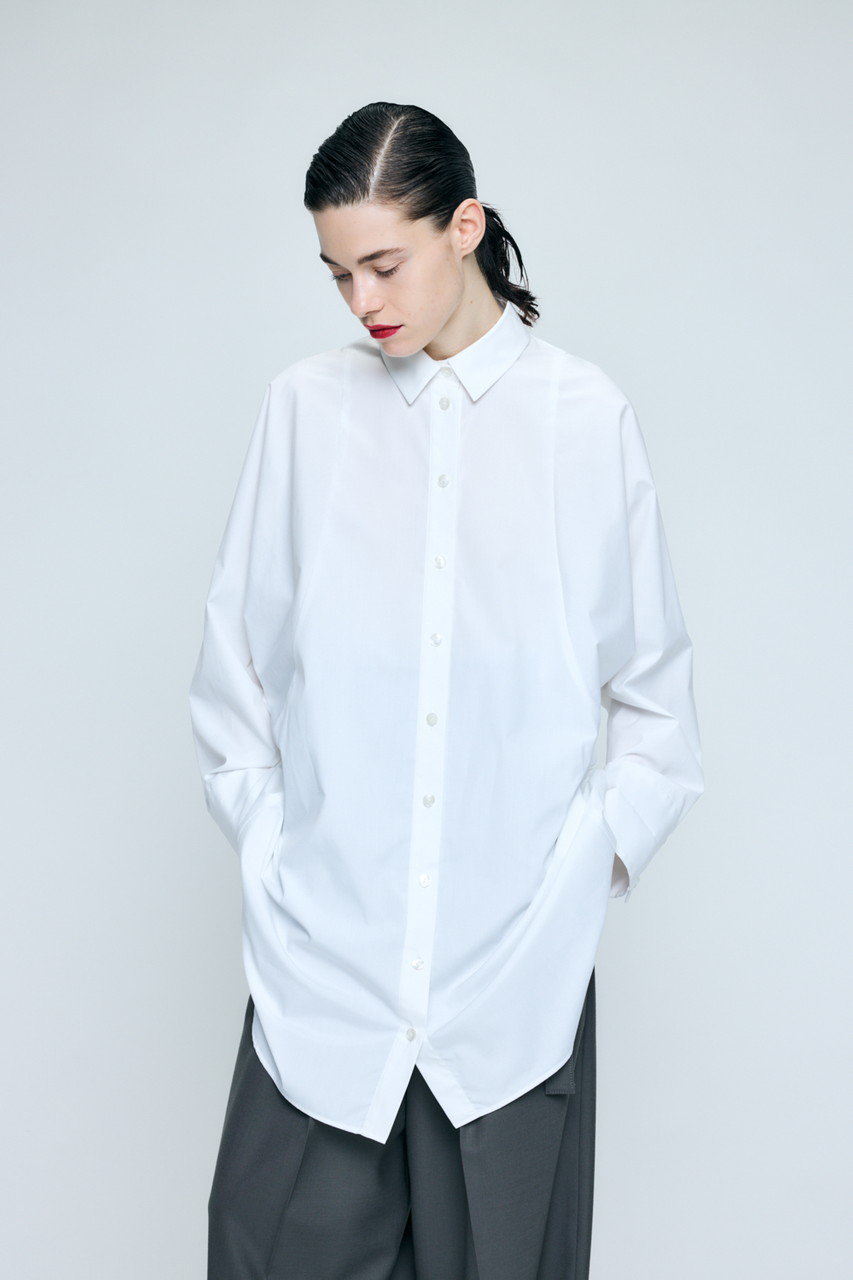 ENFOLD(エンフォルド)｜SHAPE LONG-SHIRT/ホワイト の通販｜ELLESHOP