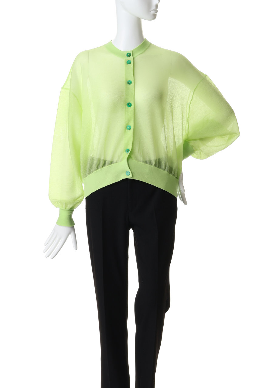 ENFOLD(エンフォルド)｜SHEER CARDIGAN/ライトグリーン の通販