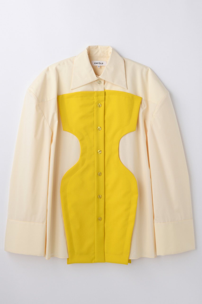 エンフォルド/ENFOLDのSILHOUETTE BIG SHIRT(ライトイエロー/300JS130-1551)