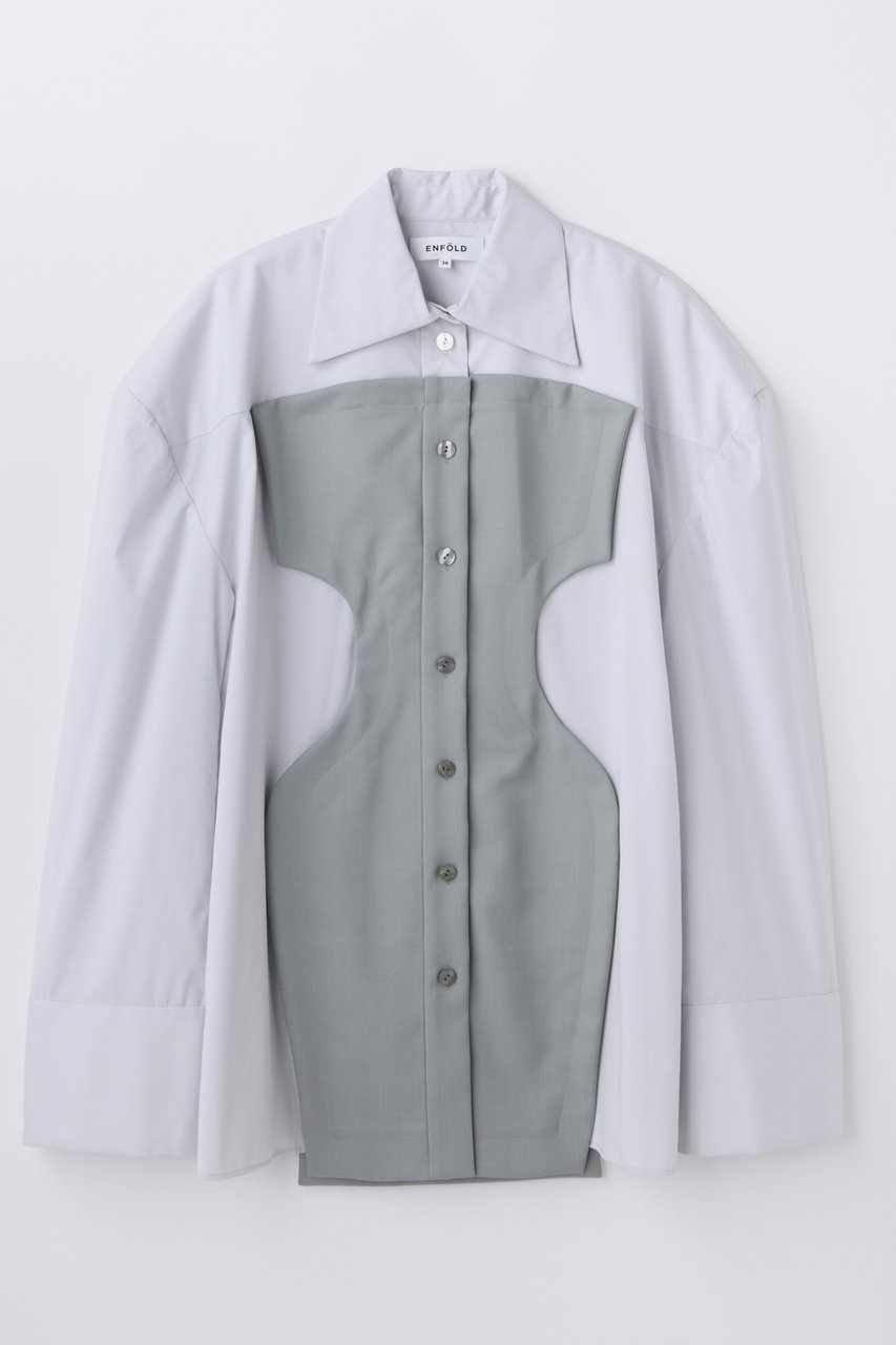 エンフォルド/ENFOLDのSILHOUETTE BIG SHIRT(ライトグレー/300JS130-1551)