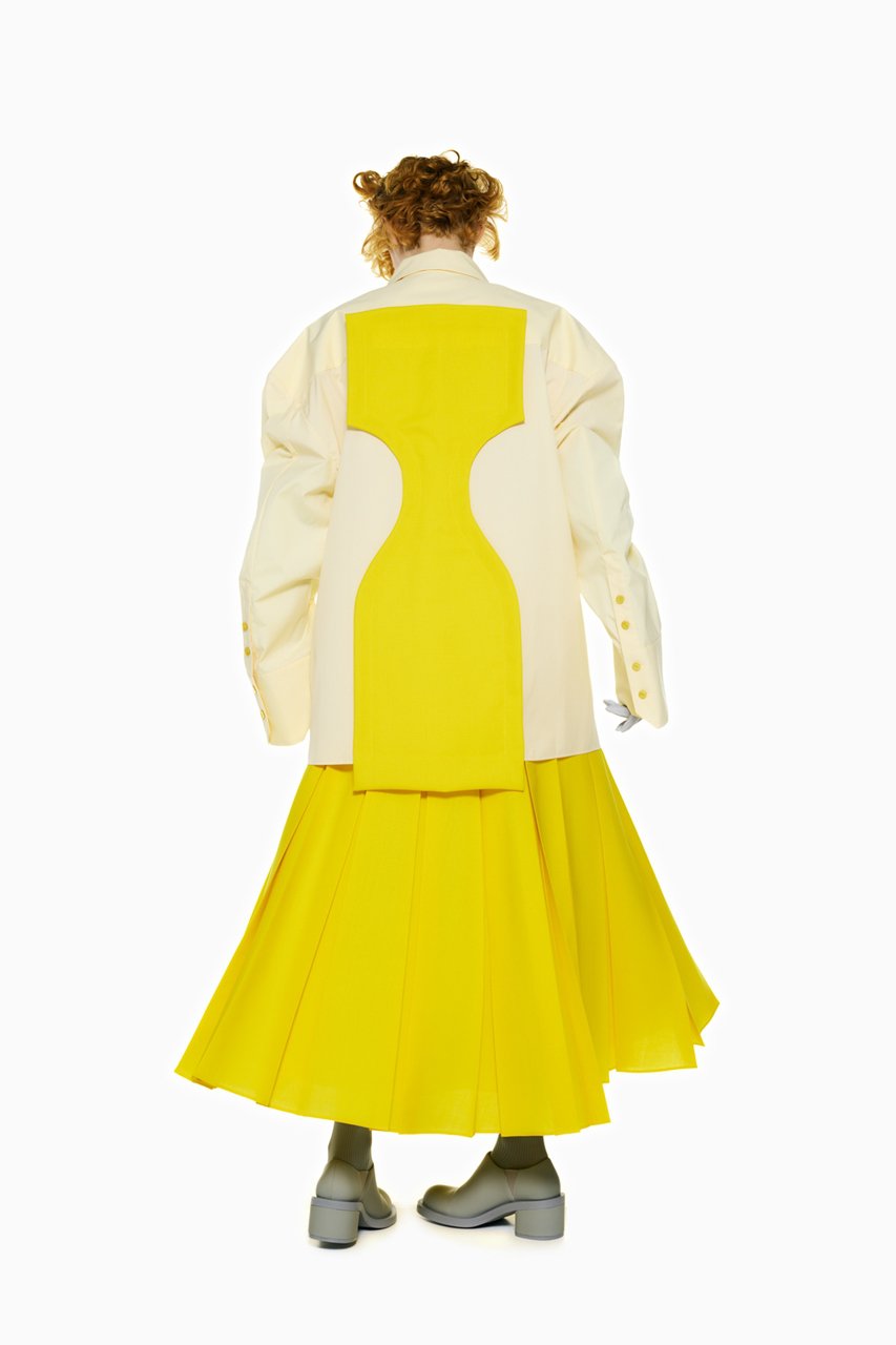 ENFOLD(エンフォルド)｜BOX PLEATS MIDI-SKIRT/イエロー の通販