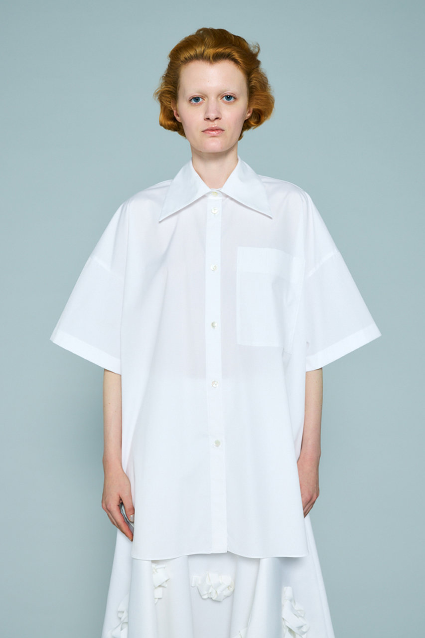 enfold トップス ENFOLD(エンフォルド)｜HALF-SLEEVES BOX SHIRT/ホワイト の通販