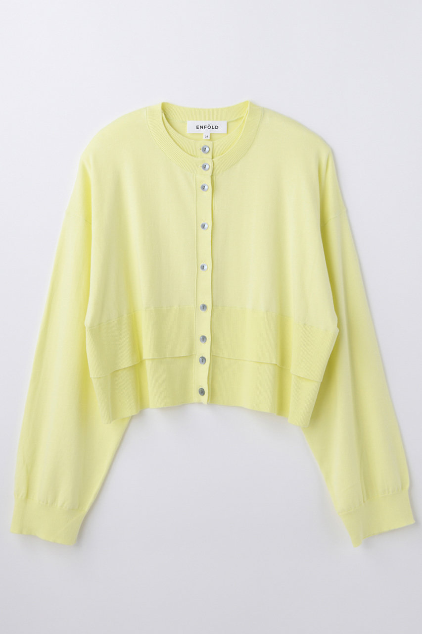 エンフォルド/ENFOLDのLAYERED-LIKE-HEM CARDIGAN(ライトイエロー/300JS270-2221)