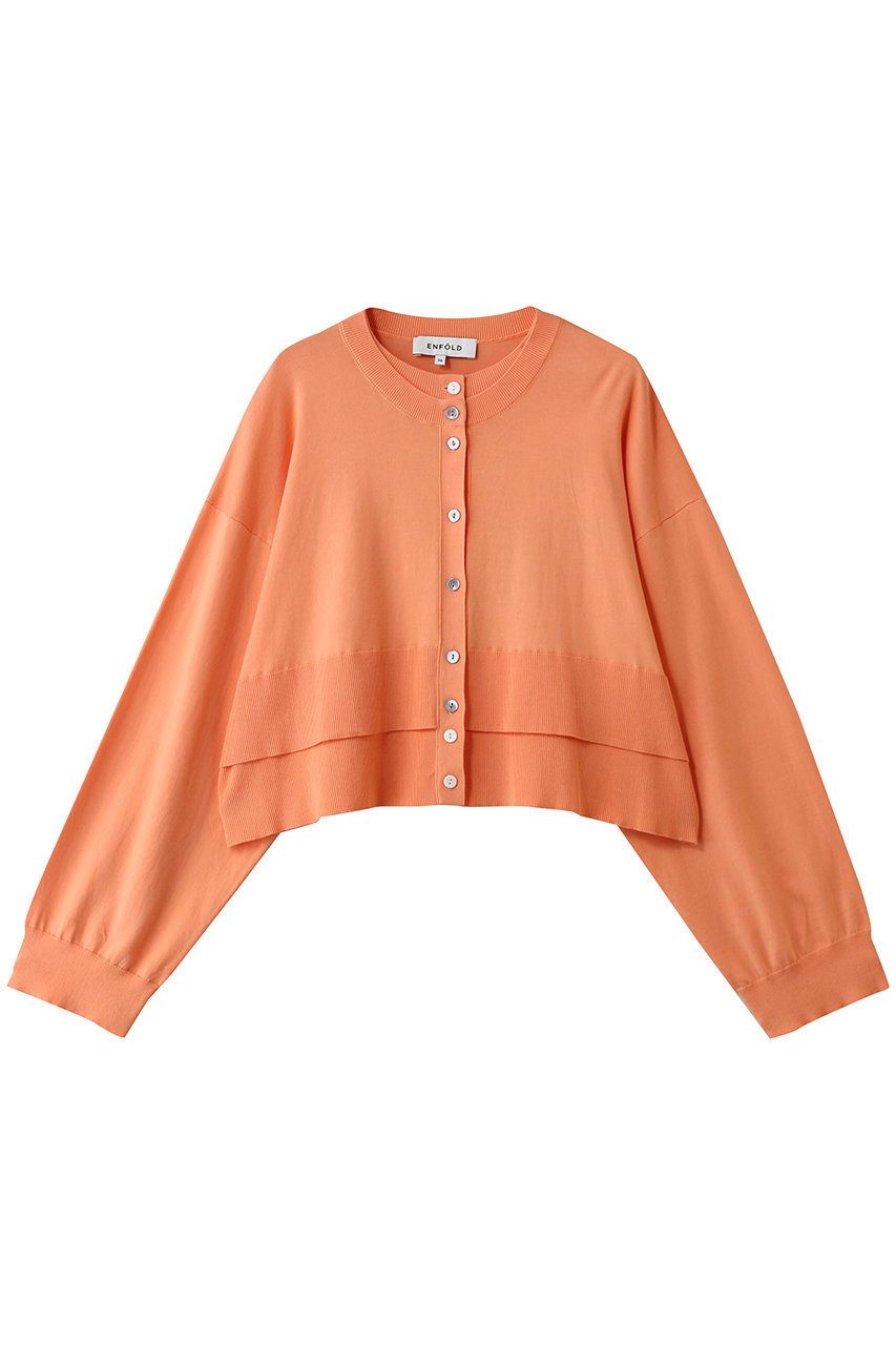エンフォルド/ENFOLDのLAYERED-LIKE-HEM CARDIGAN(オレンジ/300JS270-2221)