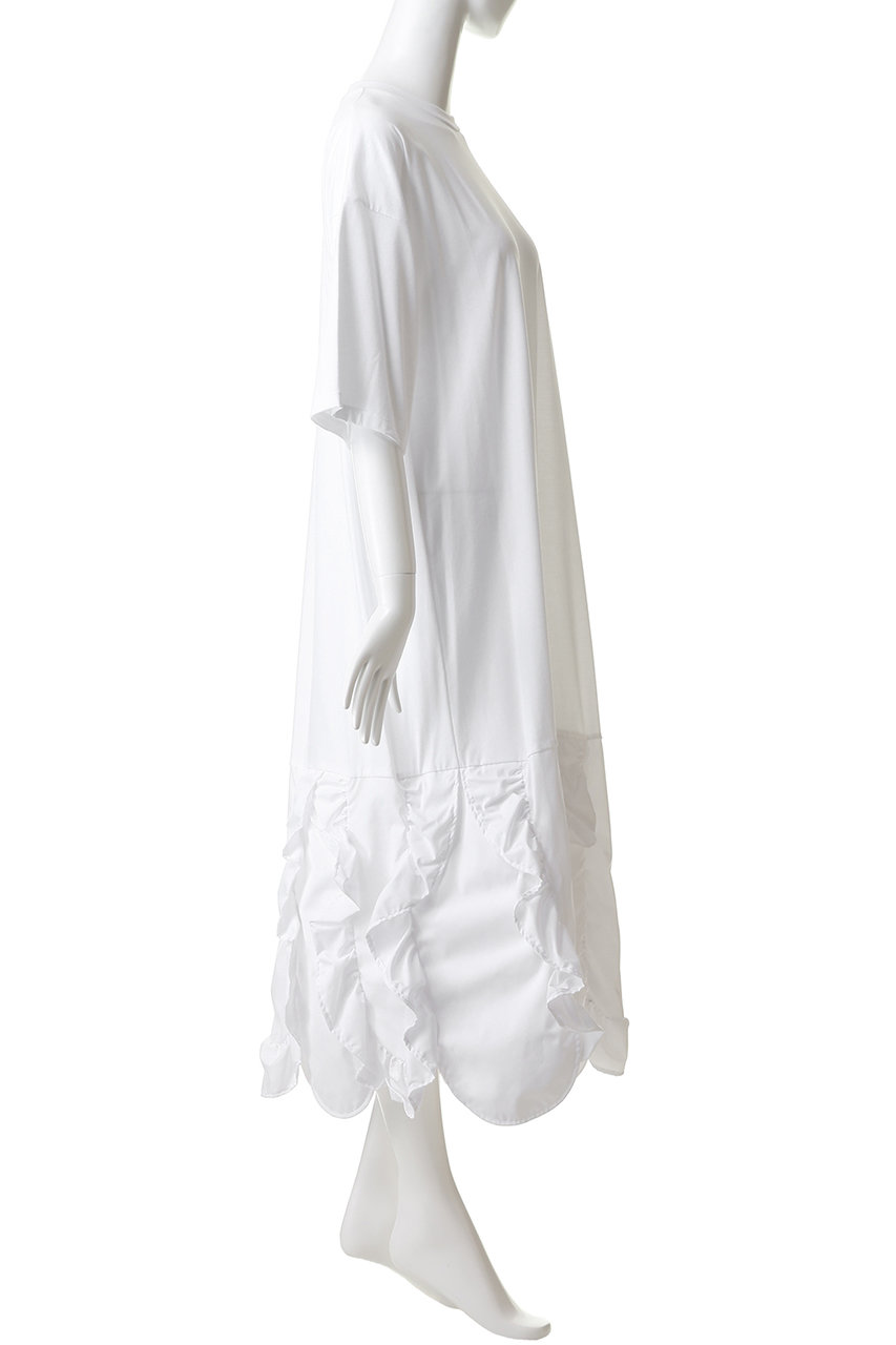 ENFOLD(エンフォルド)｜FRILL-HEM DRESS/ホワイト の通販｜ELLESHOP