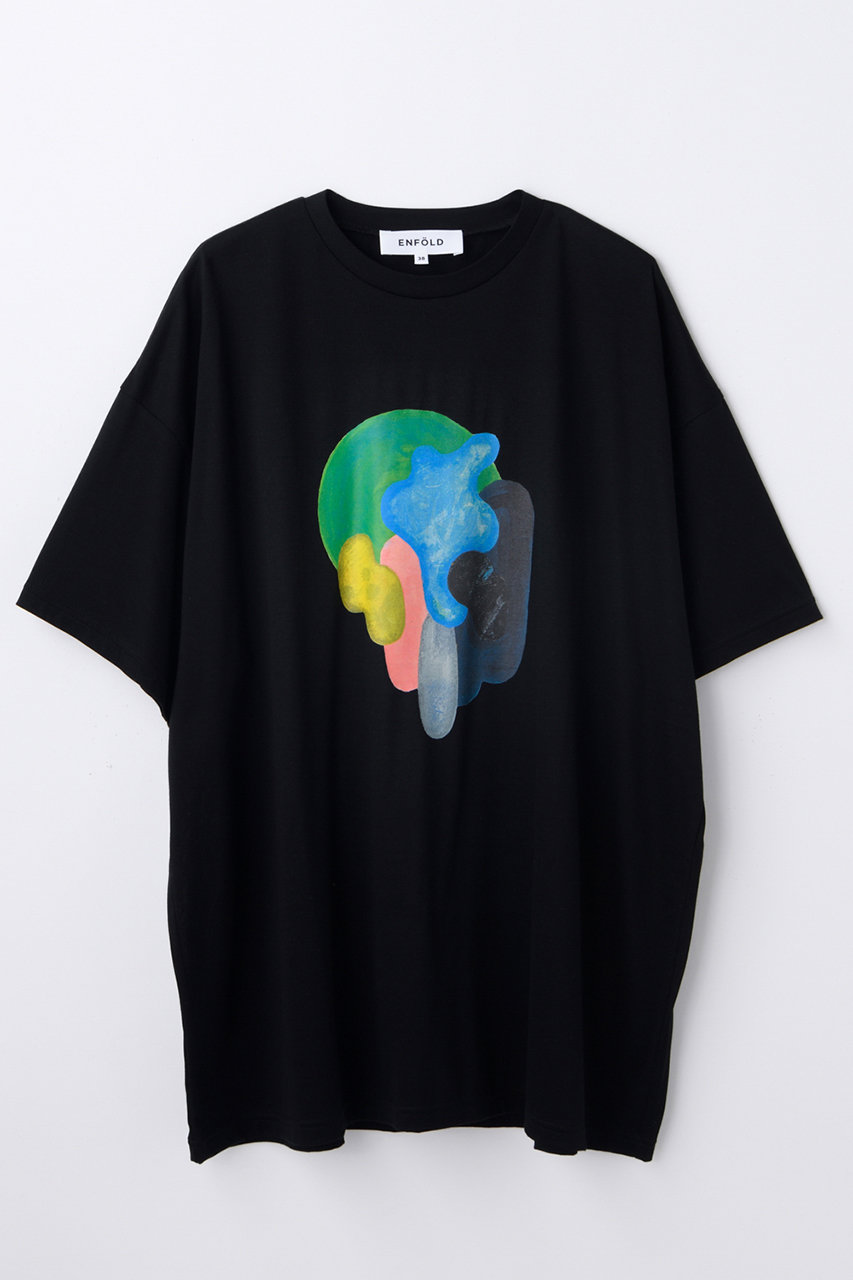 ENFOLD SPACE DISTORTION T-SHIRT (ブラック, 38) エンフォルド ELLE SHOP